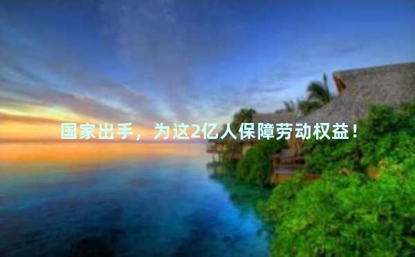 国家出手，为这2亿人保障劳动权益！