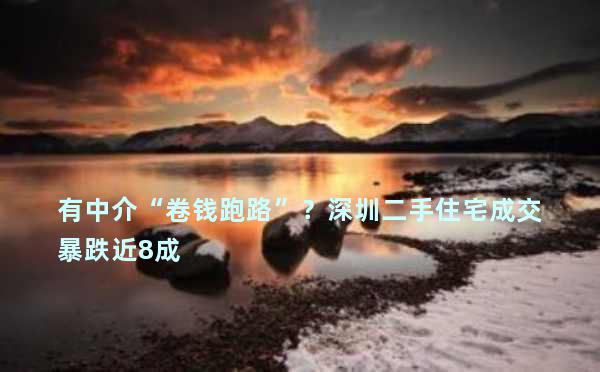 有中介“卷钱跑路”？深圳二手住宅成交暴跌近8成