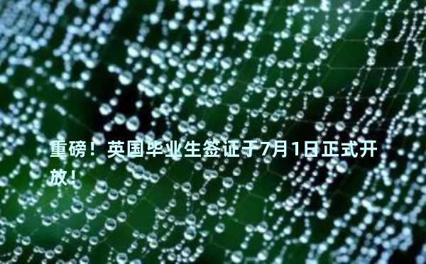 重磅！英国毕业生签证于7月1日正式开放！